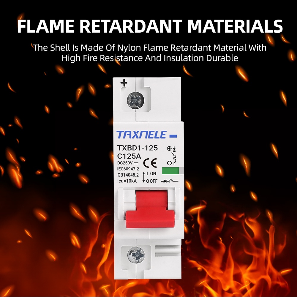 1p 80A 100A 125A DC MCB MCB Bảo Vệ Quá Tải Cho Pin Năng Lượng Mặt Trời PV DC MCB 250V