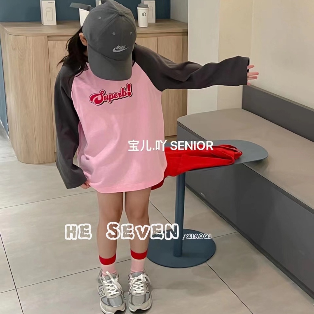 Áo Thun Tay Dài Dáng Rộng In Chữ Thời Trang Xuân Thu 2023 Cho Bé