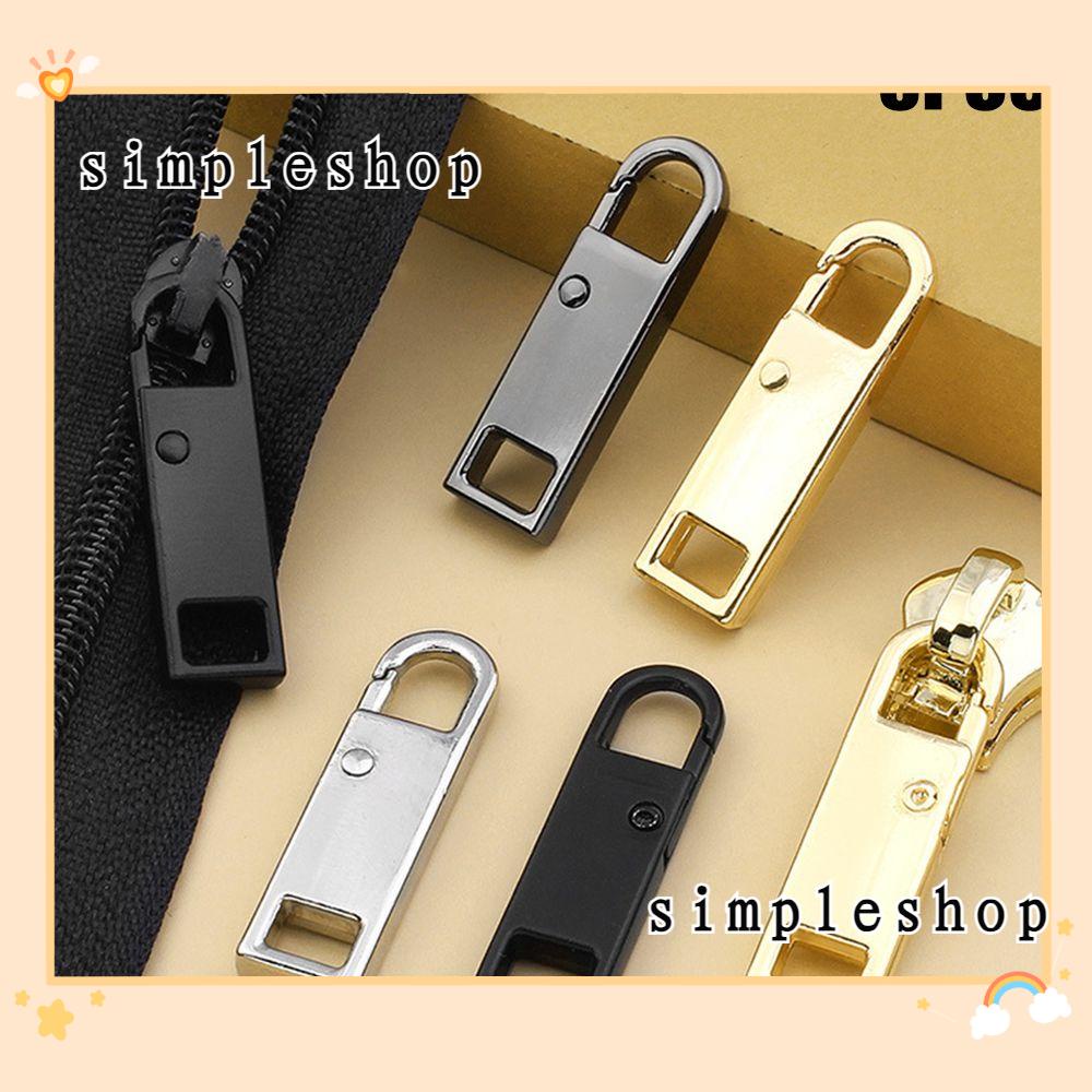 ❀SIMPLE❀ 5pcs Broken Buckle Metal Zipper Head Replacement Metal Zip Zipper Pull Detachable Bag Suitcase Zipper Repair Kit Sewing Kit Zipper Slider/Multicolor