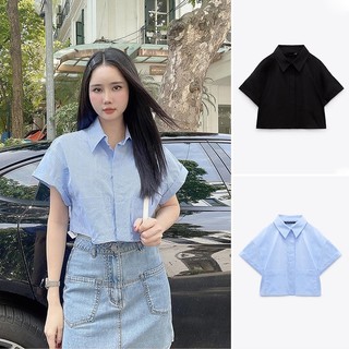  Áo 23 Mùa Hè Phong Cách Mới Rời Áo Sơ Mi Ngắn Ve Áo Uốn Tay Ngắn3615180 3615731 7824711
