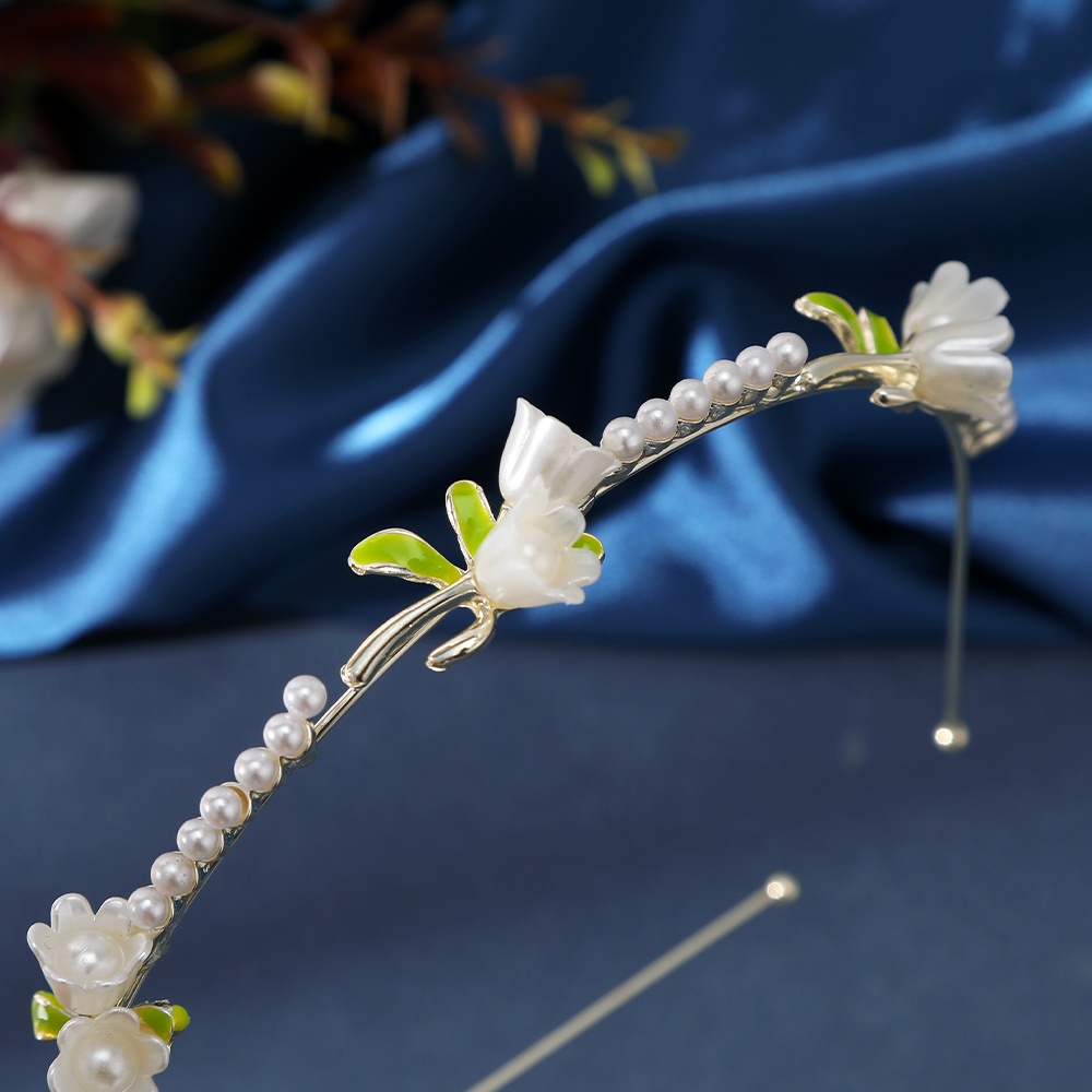 Haimeikang Băng Đô Cài Tóc Bằng Kim Loại Hình Hoa Lily Đính Kim Cương Giả Cao Cấp Thời Trang Cho Nữ