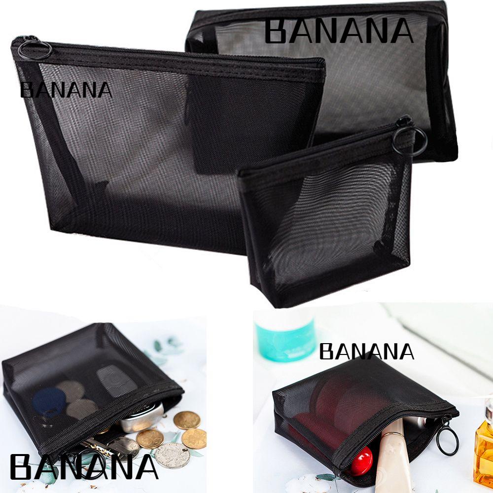 BANANA  1PCS Women Men Cosmetic Bag Transparent Travel Fashion Small Large Black Toiletry Makeup Organizer Bags Case Pouch