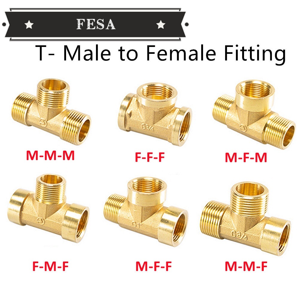 Đầu Nối Ống Nước Chữ T Bằng Đồng Thau 1 / 8 "1 / 4" 3 / 8 "1 / 2" BSP