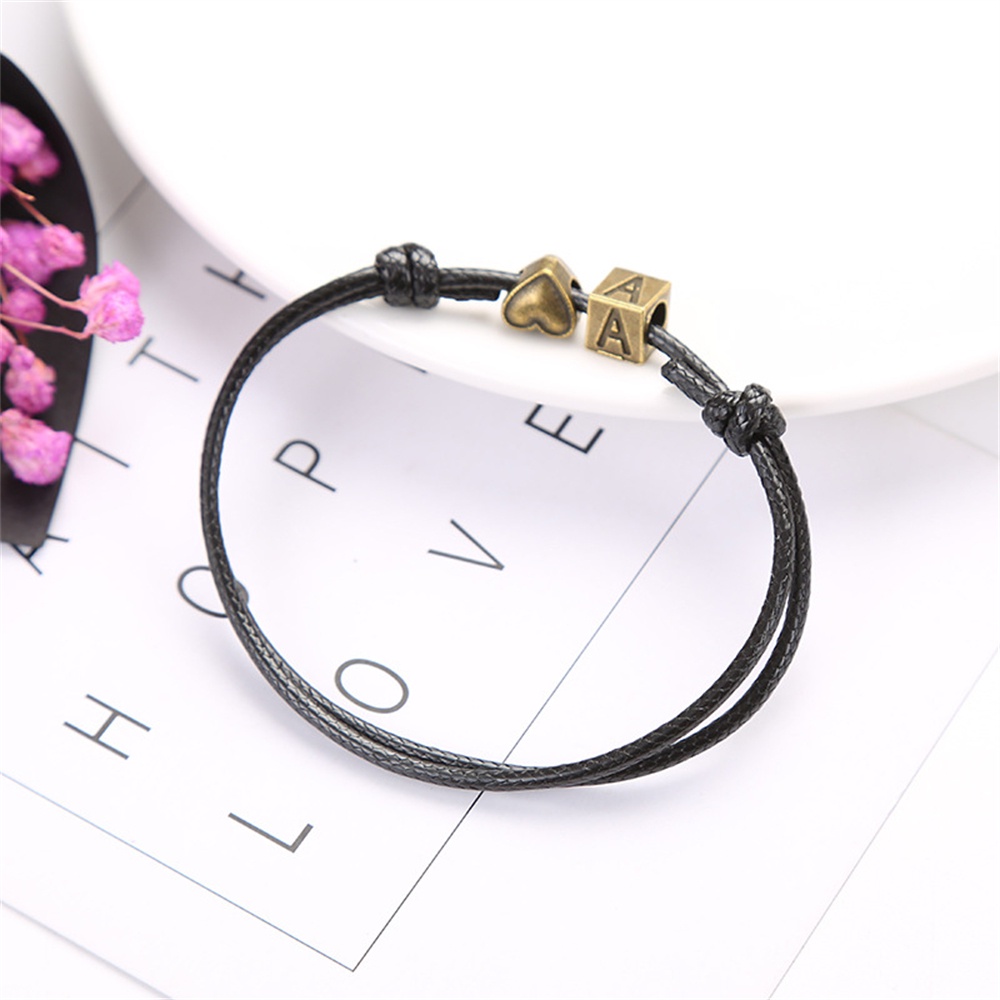 Vòng Tay Dây Da Mặt 26 Chữ Cái Thời Trang Cho Cặp Đôi