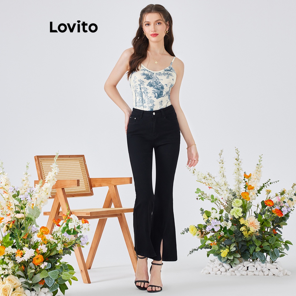 Áo liền quần Lovito phong cách thường ngày in họa tiết dành cho nữ L54ED065