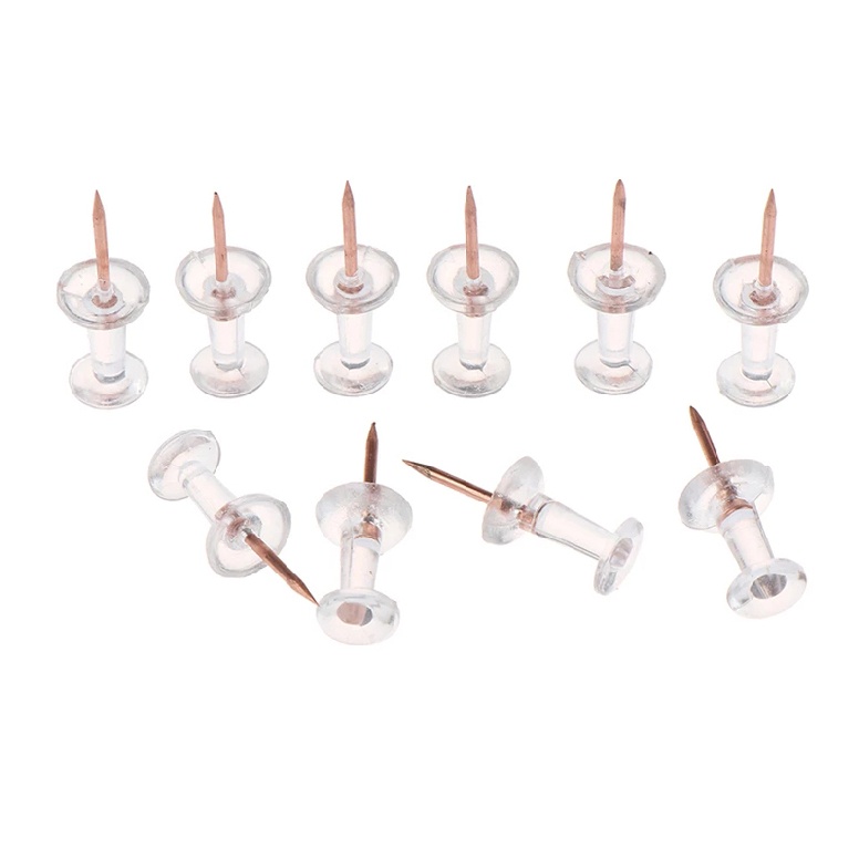 New 100pcs Transparent Rose Gold Push Pins Thumb Board Pins Drawing Wall Tacks