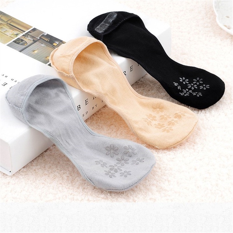 Vớ Thuyền Bằng Cotton Silicone Mỏng Chống Trượt Miệng Nông Cho Nữ