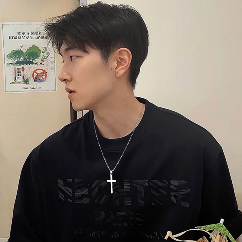 Vòng cổ Bằng Thép Không Gỉ Mặt Hình Thánh Giá Phong Cách Hip Hop Cho Nam