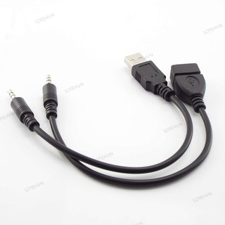 Dây cáp otg chuyển đổi âm thanh aux 3.5mm đầu cắm 3.5mm sang cổng cắm usb cho xe hơi 20cm