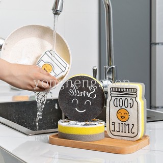 Set 4 Miếng Bọt Biển Rửa Chén Đa Năng Hình Mặt Cười Dễ Thương