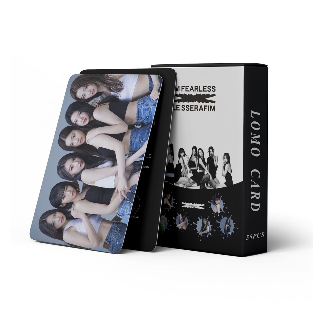 55pcs/box LE SSERAFIM FREALESS Album ANTIFRAGILE Photocards Eunchae Chaewon Sakura Kazuha Yunjin Lomo Cards Lesserafim Kpop Postcards LETAOTAO2023