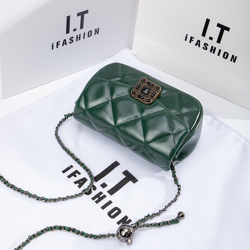 Túi Đeo Chéo Dây Xích Đính Hạt Kim Cương Nhỏ Nhắn Xinh Xắn Dành Cho Nữ