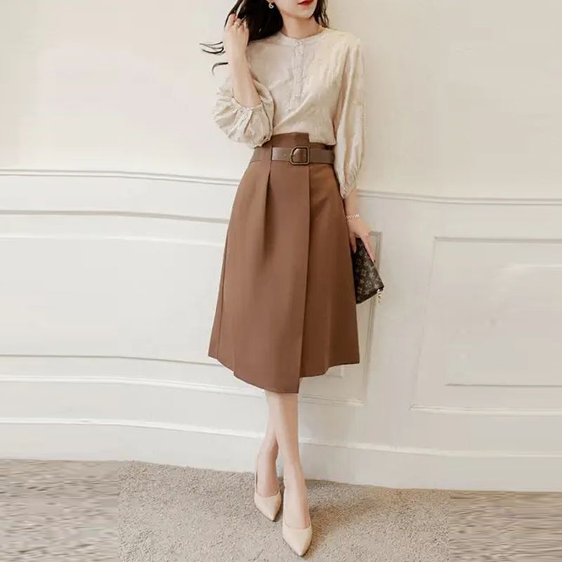 Bộ Áo Sơ Mi Phối Chân Váy Kiểu Pháp Thời Trang Mùa Thu 2023 Mới