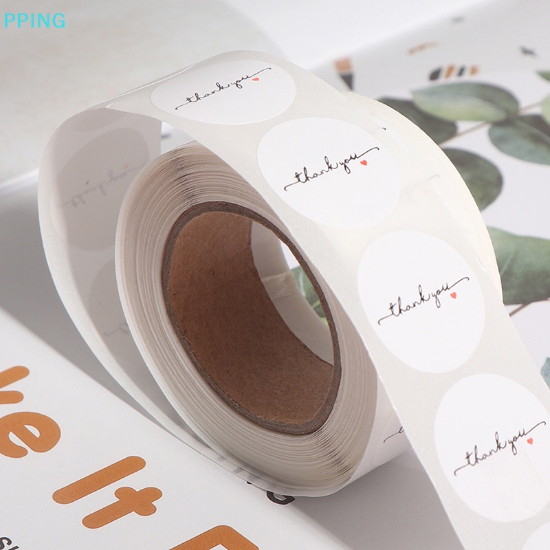 Cuộn 500 Nhãn Giấy Tròn 1 inch In Chữ thank you er Dùng Trang Trí Sổ Tay