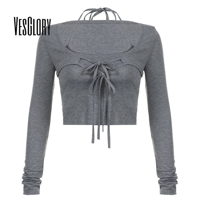 Áo Thun Crop Top Tay Dài Dáng Ôm Hở Vai Phối Màu Tương Phản Thời Trang Cho Nữ 2023