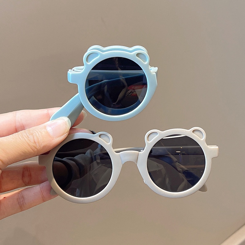 Kính Mát Chống Tia UV Hình Gấu Dễ Thương Cho Bé Có Thể Gấp Gọn