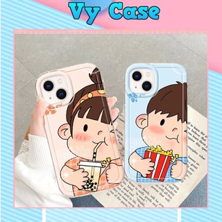 Ốp Điện Thoại TPU trong gân in hình cô bé cậu bé Mềm Trong Suốt Chống Sốc Cho IPhone 1411 12 Pro XS 7 8 Plus