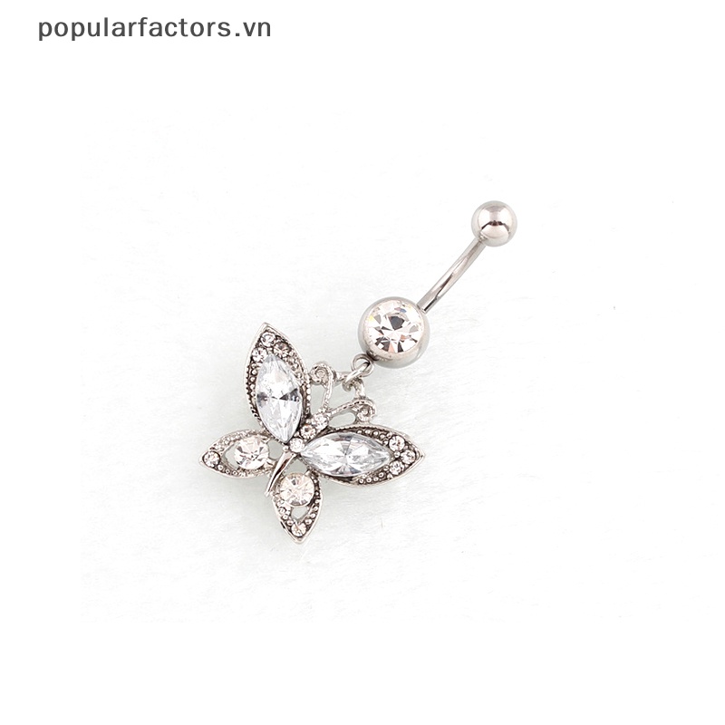 Khuyên Rốn Hình Bướm Đính Đá Zircon Bằng Thép Không Gỉ Thời Trang Cho Nữ