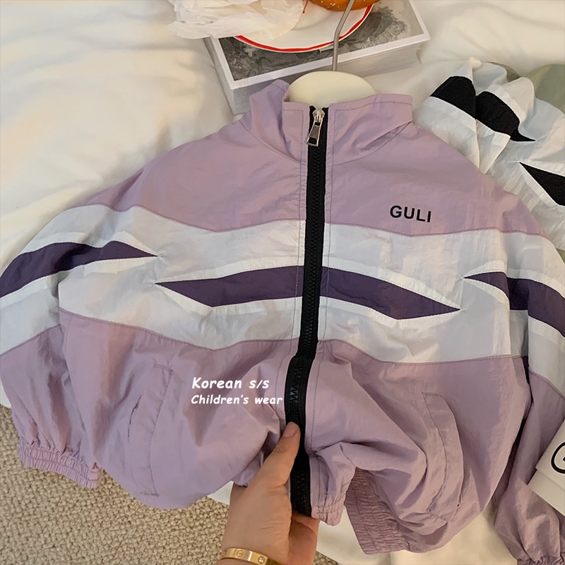 Áo Khoác Màu Sắc Tương Phản Thời Trang Mùa Thu Cho Bé Gái