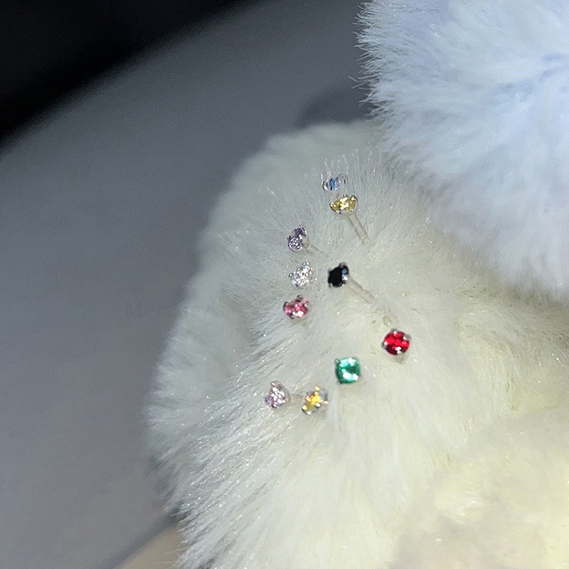 Khuyên Tai Bạc s925 Đính Đá Zircon Lấp Lánh Thời Trang Cho Nam Nữ