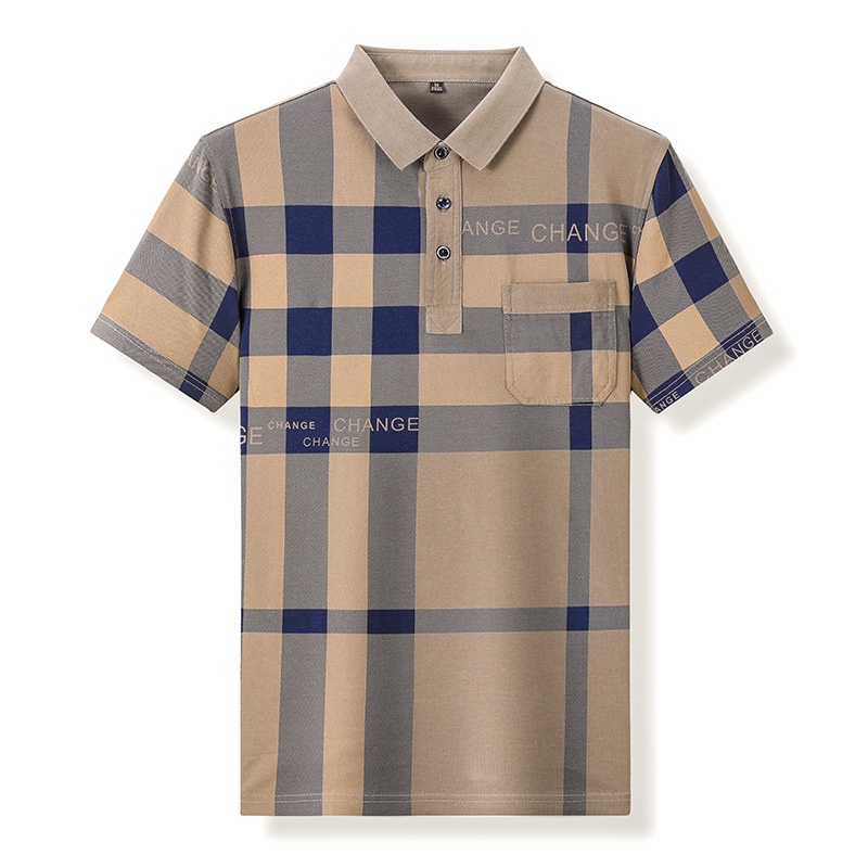 Áo Thun POLO Tay Ngắn Dáng Rộng Chất Cotton Họa Tiết Sọc Caro Thời Trang Cao Cấp Cho Nam