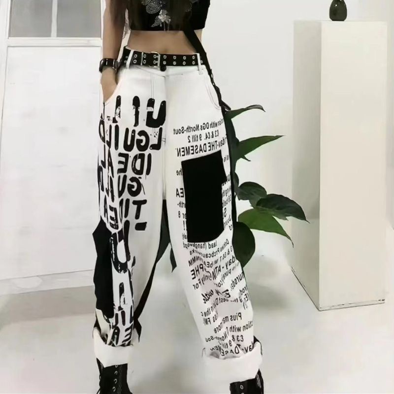 Quần Baggy Jeans Baggy Phối Túi In Chữ Phong Cách Đường Phố Thời Trang Mùa Thu Mới 2023