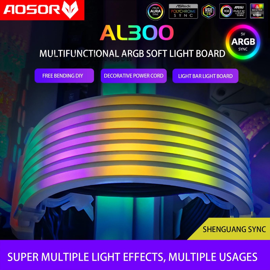 Coolmoon aosor led linh hoạt 5v argb aura sync neon strip light cho pc chassis