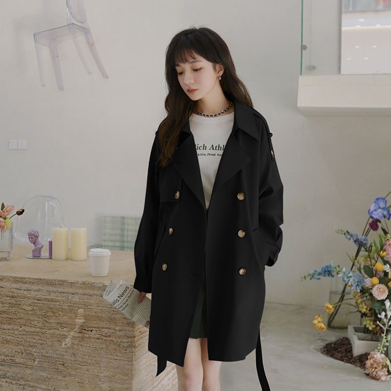 Kaki trench coat women's mid-length spring and autumn 2023 new popular overcoat