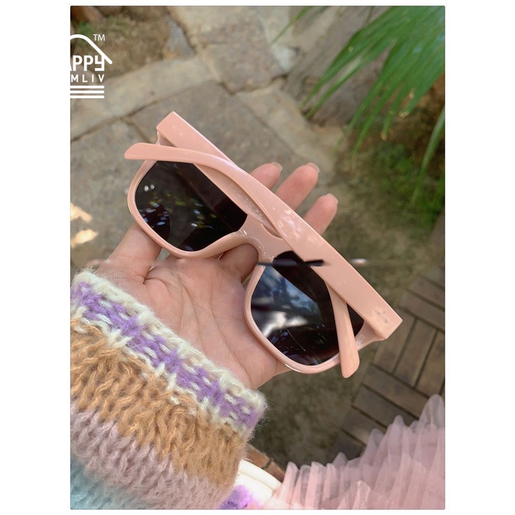 HAPPY HOMLIV Kính Mát Gọng Vuông Nhỏ Che Nắng Cho Nữ Dopamine Barbie