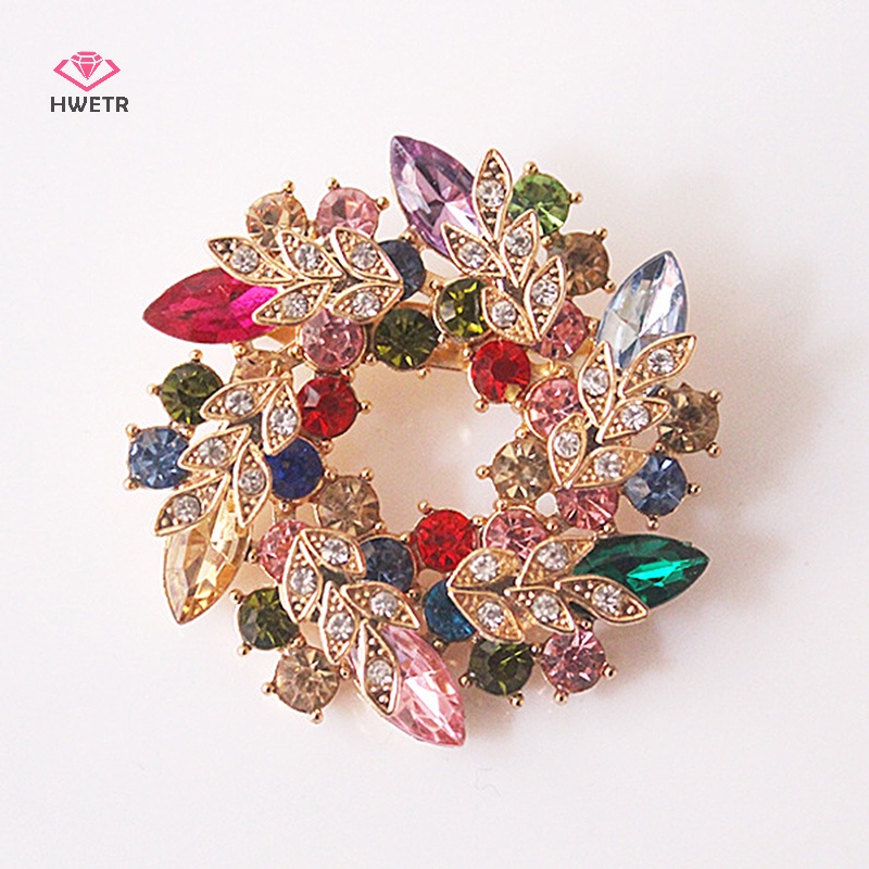 Ghim cài áo HWETR đính đá pha lê kiểu hoa dành cho nữ
