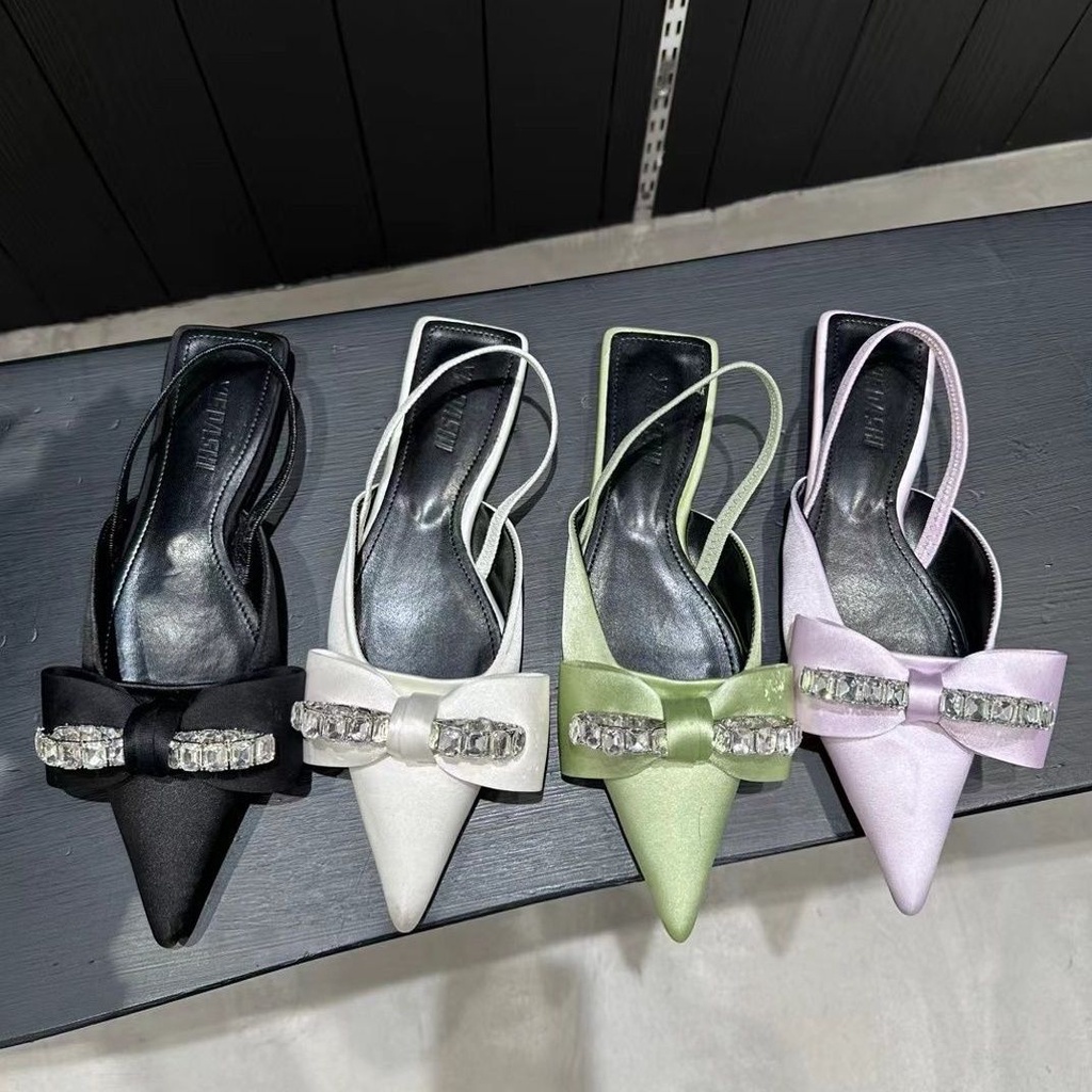Sandal Mũi Nhọn Đế Bằng Thiết Kế Mới Thời Trang Theo Phong Cách Pháp Cho Nữ