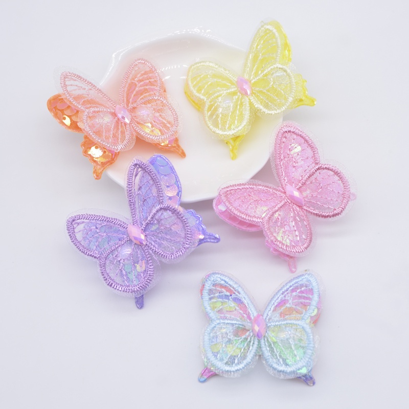 10 cái 48 * 42mm lưới seaquins đôi bướm đính cho tự làm mũ nón tóc kẹp nơ trang trí quần áo mũ giày may vá