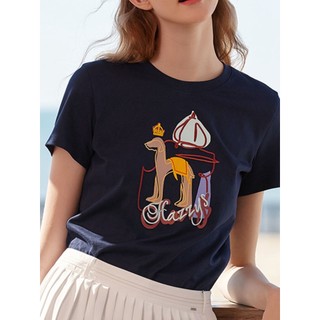 Hazzys short sleeve t-shirt của phụ nữ mới mùa hè cổ tròn của anh áo thun cotton rời