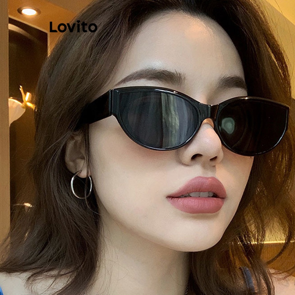 Kính mát mắt mèo Lovito màu trơn phong cách thường ngày thời trang cho nữ L60AD108