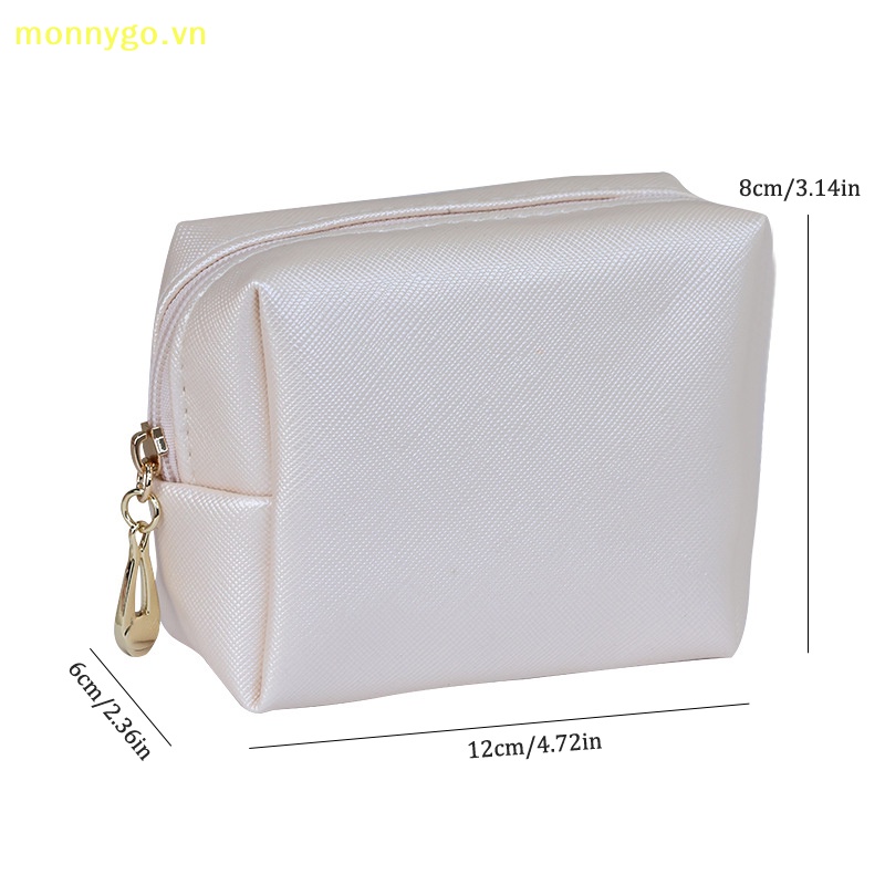 Monnygo women travel makeup bags pu leather make up pouch large-capacity travel toiletry bag travel waterproof purse túi đựng mỹ phẩm túi xách vn