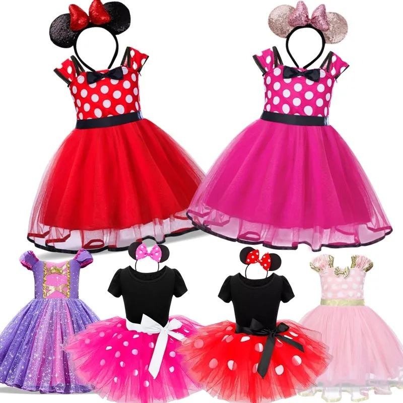 Wfrv 2023 cô gái fancy carnival chuột nhỏ phim hoạt hình cosplay váy trẻ em chấm bi trẻ em sinh nhật công chúa ăn mặc trang phục halloween với băng đô