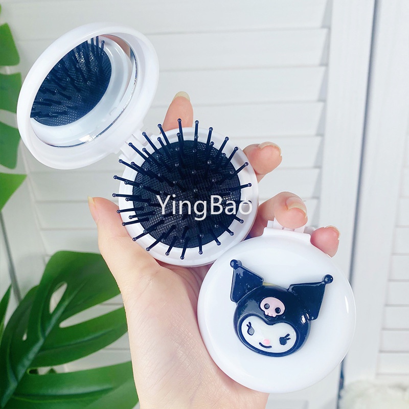 Lược túi khí sanrio kuromi cinnamoroll my melody pompompurin mini portable air cushion comb mirror folding massage comb