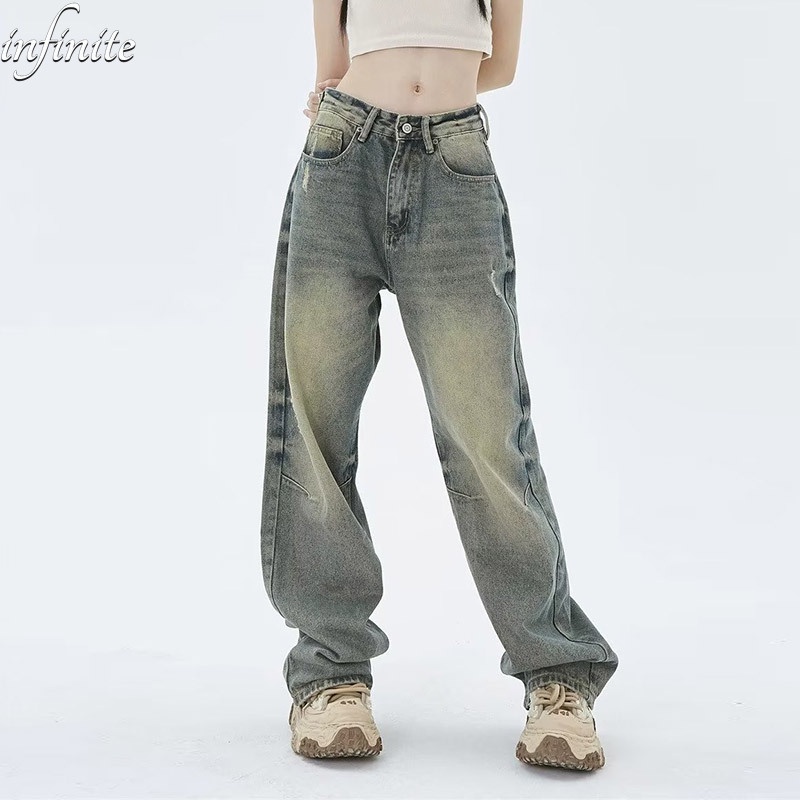 Quần nam infinite thời trang mới lau rộng đa năng quần jean rửa cổ điển của mỹ