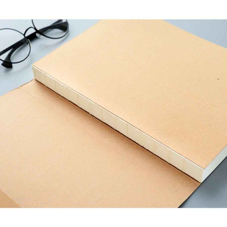 Sổ tay may dán B5 giấy trơn 128 tờ bề mặt nhám dupe Muji S20, tập vở bìa kraft tối giản đẹp mắt