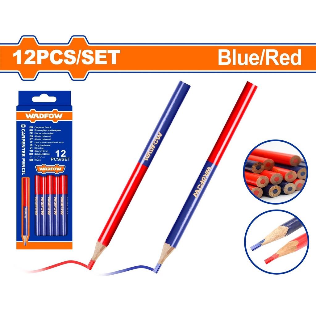 Bộ 12 Bút chì thợ mộc 2 màu wadfow WMQ2512