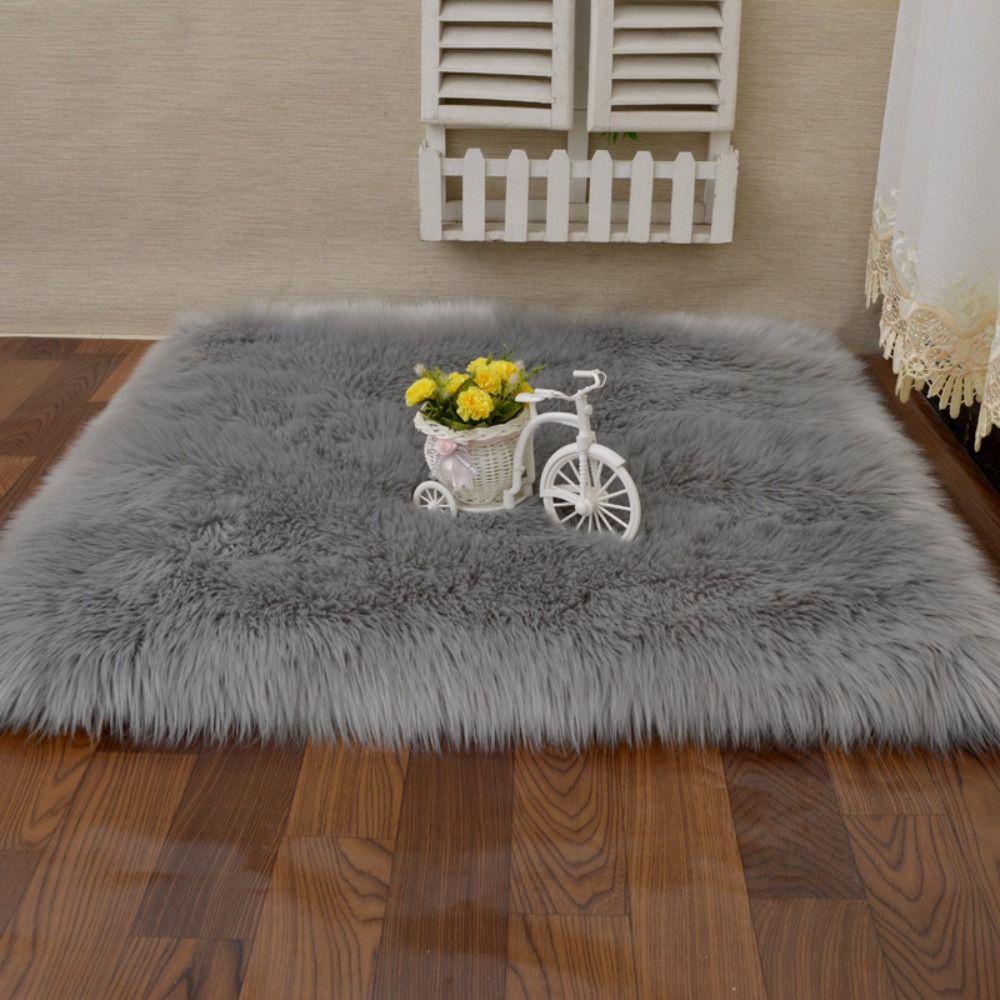 Btlimer Thảm Lông Nhung Lông Mềm Mịn Hình Vuông Lót Ghế sofa Trang Trí Nhà Cửa