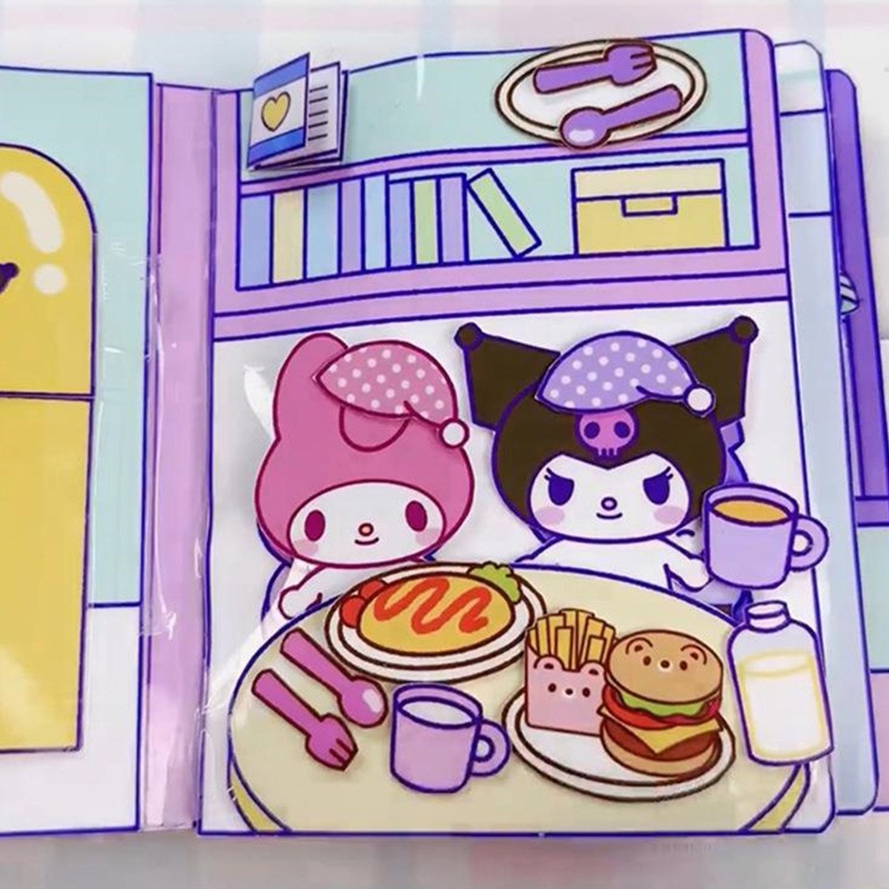 Sách Hình Dán kuromi melody Mặc Đầm diy Sáng Tạo