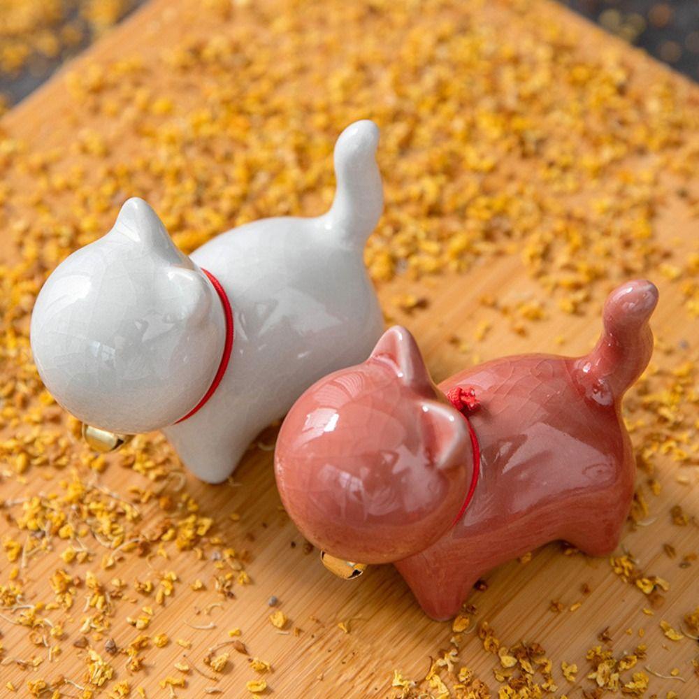 Yann1 gốm sứ tự nhiên con chó mèo, gốm sứ hình con chó con bằng gỗ rắn, đồ lưu niệm sự kiện sáng tạo mini 6 màu tượng nhỏ động vật đồ trang trí phòng trang trí