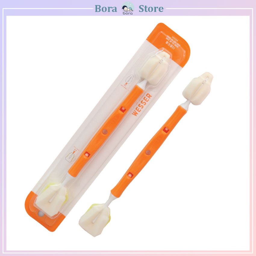 Cọ rửa bình sữa Wesser 2 đầu đa năng, dụng cụ vệ sinh bình sữa, núm ti cao cấp