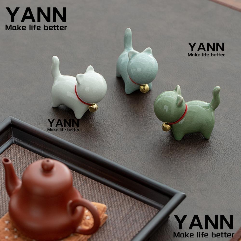 Yann1 gốm sứ tự nhiên con chó mèo, gốm sứ hình con chó con bằng gỗ rắn, đồ lưu niệm sự kiện sáng tạo mini 6 màu tượng nhỏ động vật đồ trang trí phòng trang trí