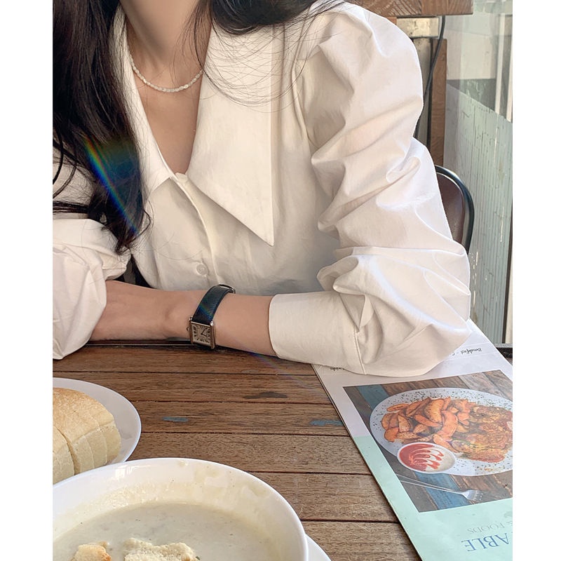 Áo Sơ Mi Trắng Tay Dài Áo Sơ Mi Nữ Thu Đông Thiết Kế Niche Phù Hợp Với Bên Trong Đáy Áo Sơ Mi Phong Cách Hàn Quốc Top