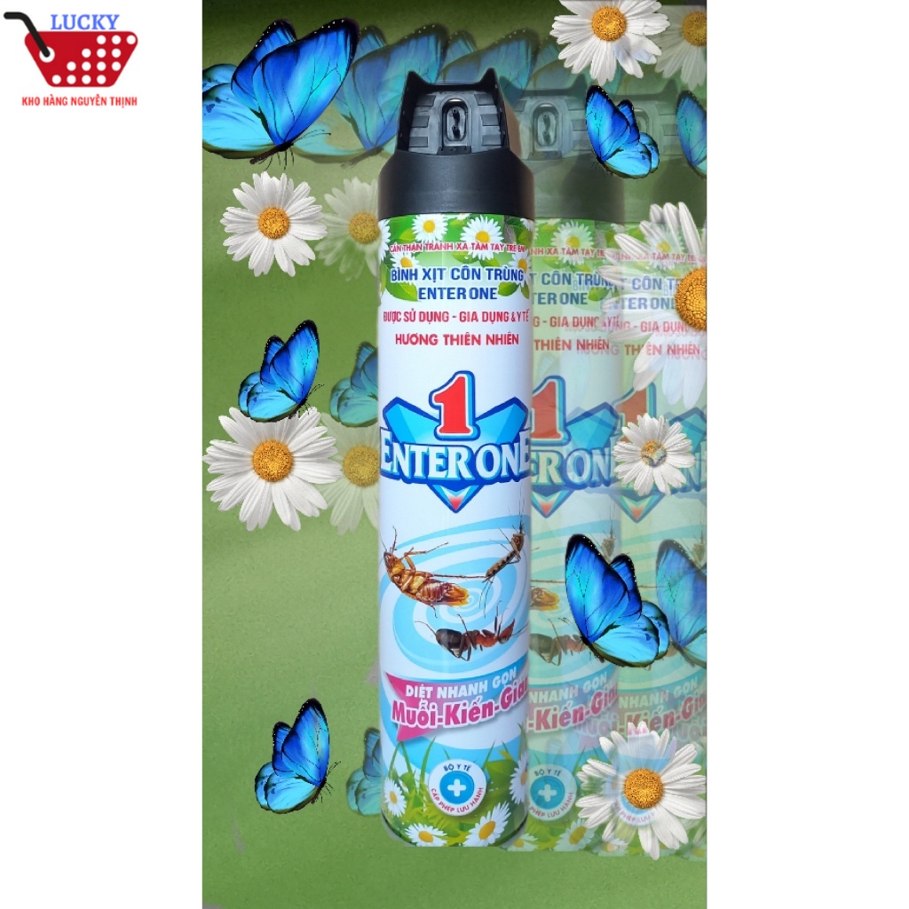 Bình xịt côn trùng EnterOne hương hoa thiên nhiên 600ml Xit muỗi kiến dán an toàn hiệu quả