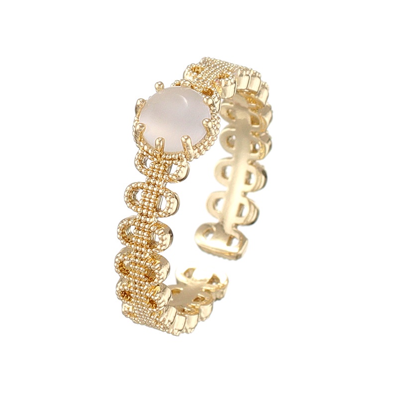 Nhẫn opal hàn quốc nữ two-piece niche mở vòng ngón trỏ có thể điều chỉnh phong cách mát mẻ retro độc đáo nhẫn độc đáo