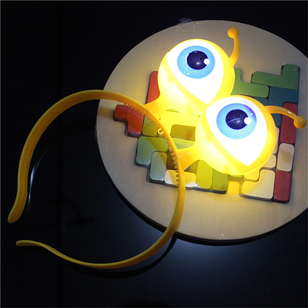 Lấp Lánh Nhãn Cầu Đầu Đảng Khiêu Vũ Halloween Mũ Đạo Cụ Phát Sáng Đôi Mắt To Ngoài Hành Tinh Led Đầu Bán