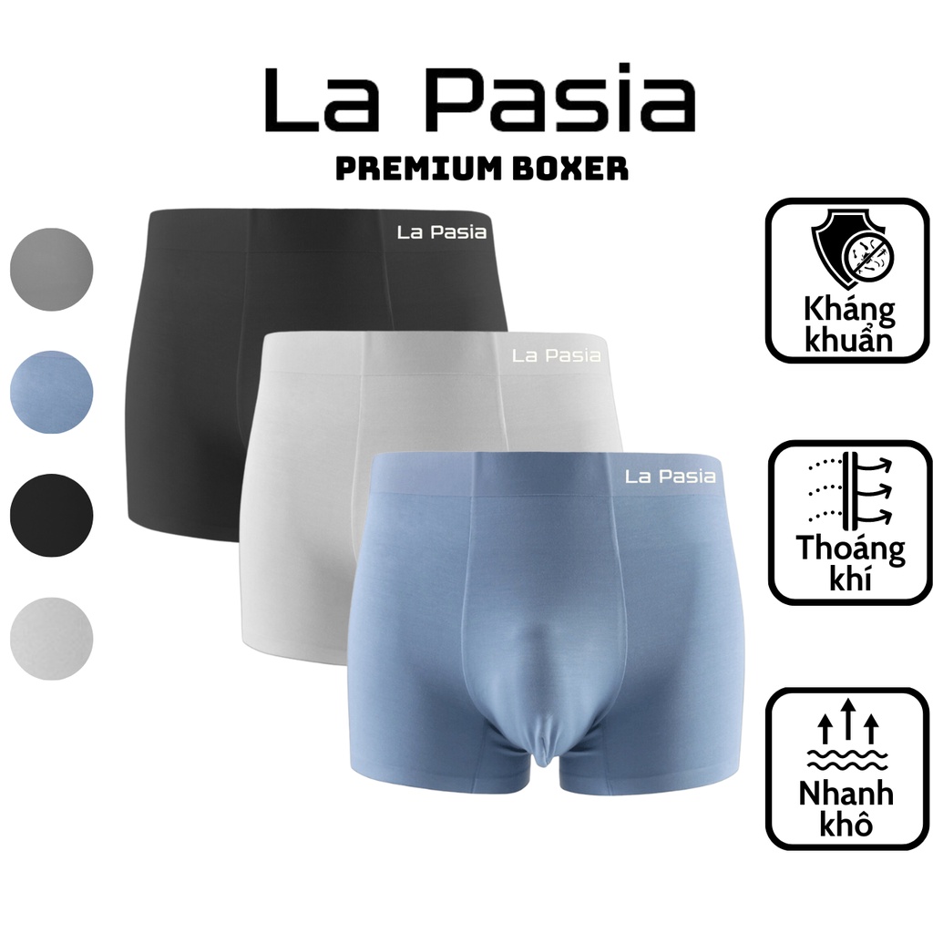 Quần Sịp đùi nam chất cotton gỗ sồi cao cấp Combo 3 cái, quần boxer nam kháng khuẩn LA PASIA